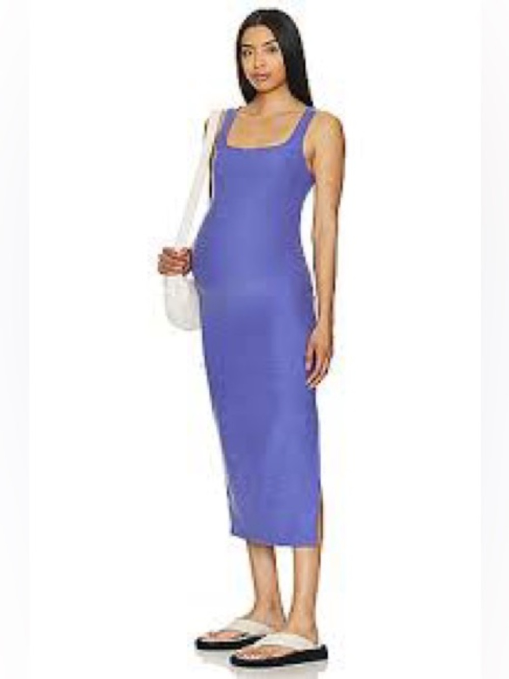 Beyond Yoga Beyond the Bump Blue Periwinkle Ruched‎ Maternity Tank Maxi Dress